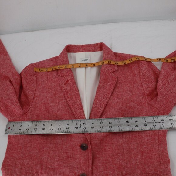 J crew Blazer Women's 12 Linen Cotton Blend Two Button Schoolboy Blazer pink - Picture 9 of 14